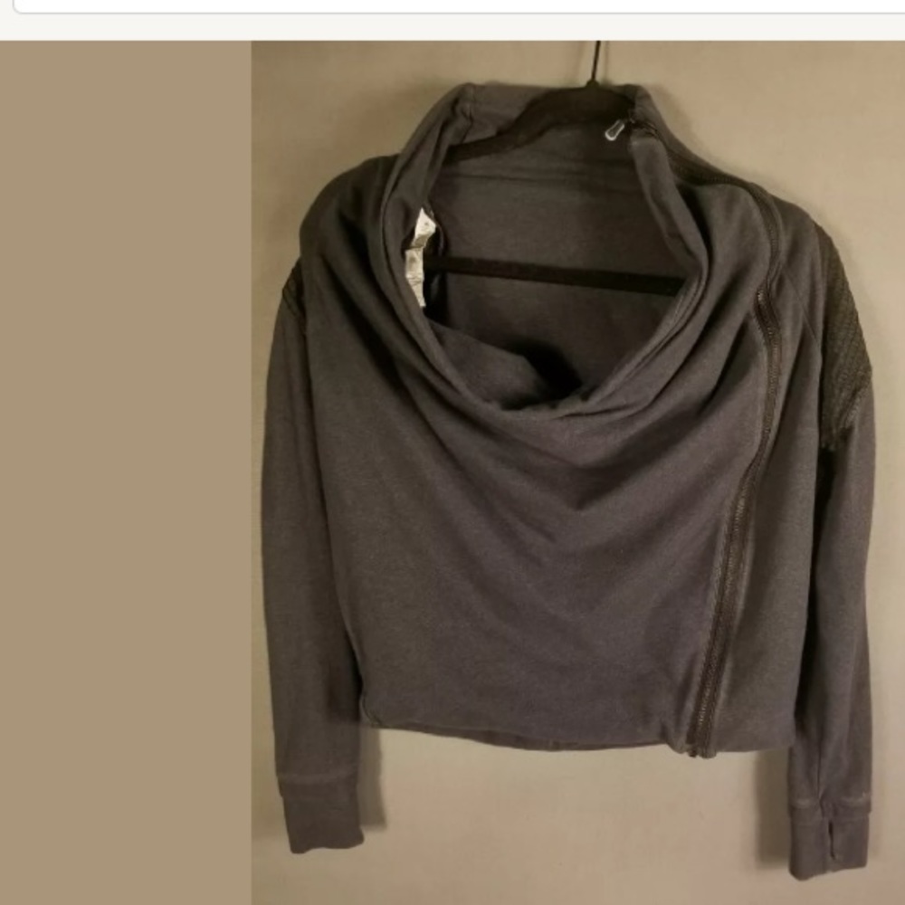 LULULEMON SWAY JACKET CHARCOAL GRAY RUNNING Cowl
